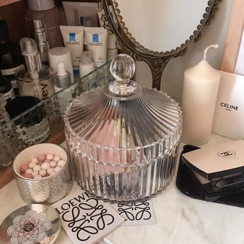 New European Color Crystal Glass Storage Canned Sugar Cans Candy Box Cotton Swab Box Container Organizer Jar for Home Decoration