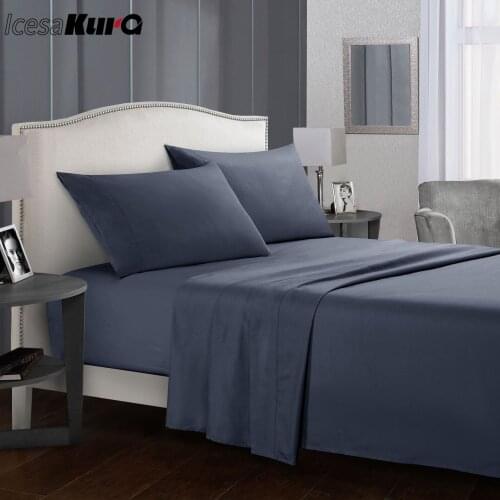 Home Textile Sheet Bed Sheet Clip Foreign Trade Navy Blue White Four-piece Bed Sheet Pillowcase
