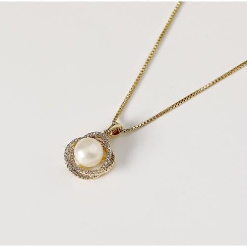 Natural Freshwater Pearl Choker Necklace W/Zircon Stone W/14KGold Real Brass Chain for Women Lady Party Wedding Jewerlly 2021