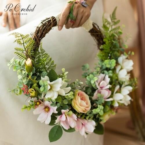 PEORCHID 2020 Artificial Flower Bridal Bouqets For Bride Bridesmaid Portable Garland Floral Bouquet Wreath Wedding Party Decor