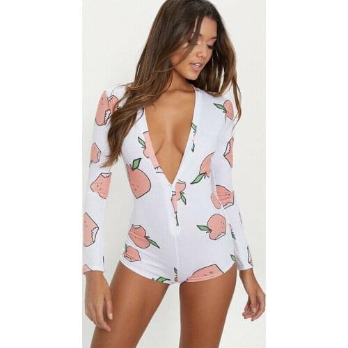 Sexy Women Bodysuit Long Sleeve Deep V Neck Bodycon Stretch Leotard Crop Tops Button Short Romper Pajamas Overalls for women