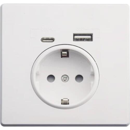 EU Standard 16A Electrical Wall Charger Adapter Socket USB Type A Type C charge Power Adapter Outlets Schuko Plug socket