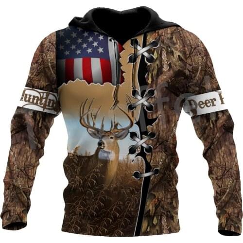 Tessffel 3DPrint Camo Deer Hunting Tattoo Animal Hunter Men/Women NewFashion Jacket Zip Funny Hoodies Long Sleeve Streetwear S18