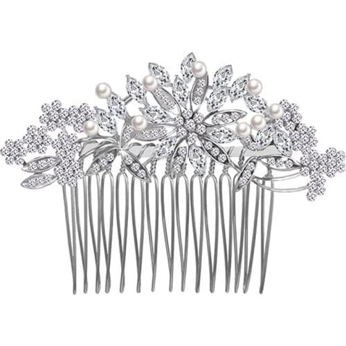 Vintage classical design crystals metal floral bride hair comb wedding headwear hair ornament jewelry fashion accessories