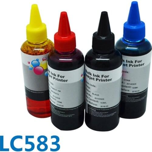 Highly Speed-Print 4 Color*100ML For Brother LC583 Dye Ink Refill Kit For Brother MFC-J3720/MFC-J3520