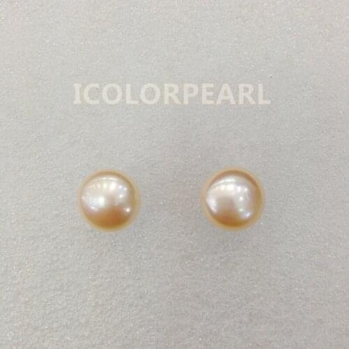 WEICOLOR Big 11-12mm Semiround Pink Freshwater Pearl Jewelry Earring Studs With Silver Pins.Best Gift For Mothers