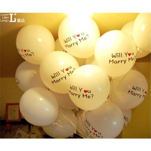 100pcs/lot 12inch Pearl Latex Balloons Will you marry me Printed Balloons Party Wedding Decoration White Proposal Balloons