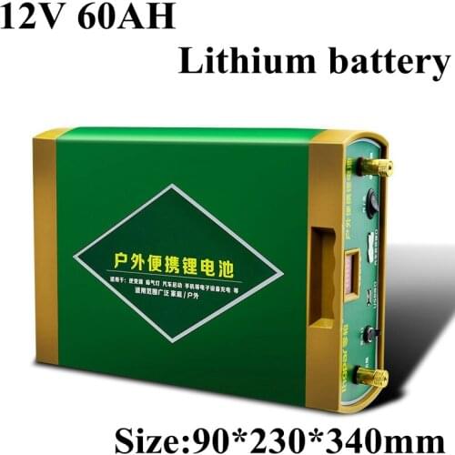 12v 60Ah High Capacity Lithium Battery for Camping Outdoor Power Supply Inverter Car Jump Starter Power Bank Car Refrigerator