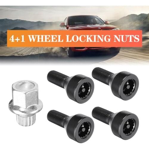 4 Bolts+1 M12 x 1.5 Wheel Lock Screw Cap Aluminum Alloy Wheel Bolts For BMW 1/3/5/6 series 36136786419,36131180882,36136764057