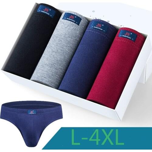4pcs L-4xl cotton mens underwear mens briefs cotton panty sexy loose pants breathable mid waist large size no box