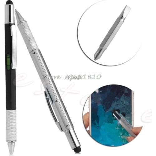 6 In 1 Touch Stylus Ballpoint Pen With Spirit Level Ruler Screwdriver Tool New Whosale&Dropship