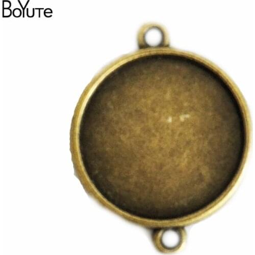 BoYuTe (50 Pieces/Lot) 20MM Cabochon Base Vintage Accessories Parts Antique Bronze Round 2 Loops Pendant for Jewelry Making