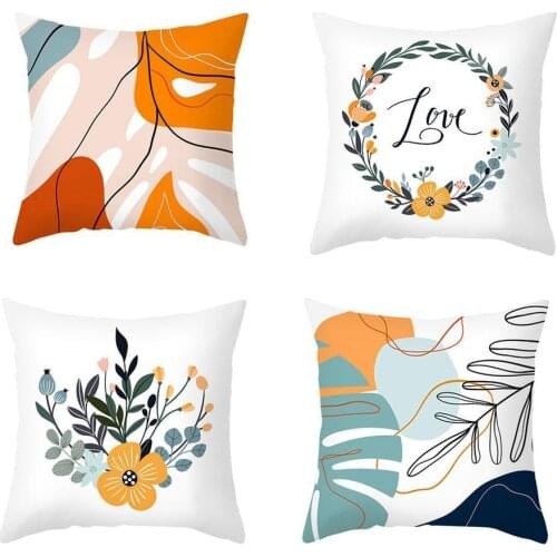 Nordic Floral Printed Pillow Case Cushion Cover For Sofa DIY Printed Pillow Chair Car Cushion Christmas Home Decoration