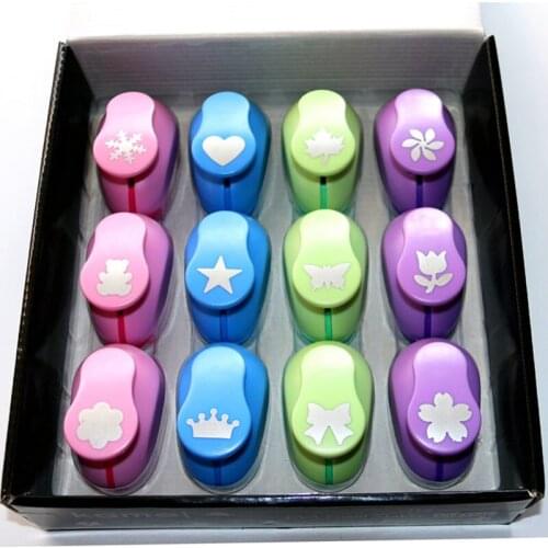 Free shipping 12pcs/set hole punches paper punch DIY production tools scrapbook craft punch machine