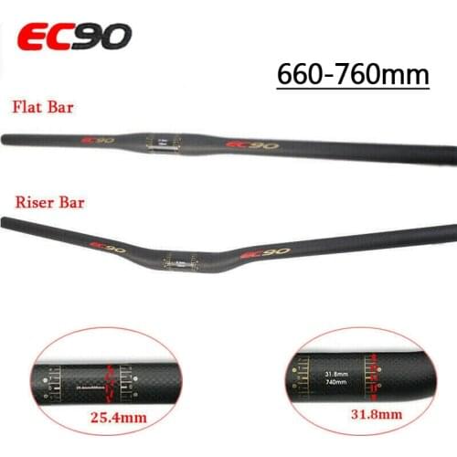 EC90 3K Carbon Fiber Handlebar Mountain Bike Handle Bar Riser/Flat Bar 25.4/31.8 Length 660/680/700/720/740/760 MTB Accessories