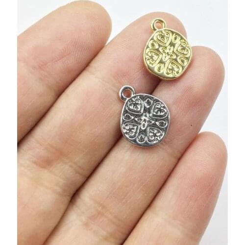 Eruifa 20pcs 11mm Beutiful Coin gold/Silver plated Zinc alloy Charms Pendant Jewelry DIY Necklace Bracelet Earrings 2 colors