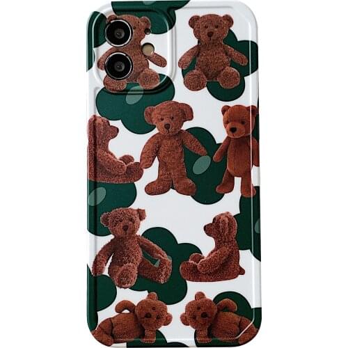 INS Style Bear Doll Case for iPhone 12 Pro Max Back Phone Cover for 12 Mini 11 Pro Max X XS XR 8 7 Plus SE 2020 Capa