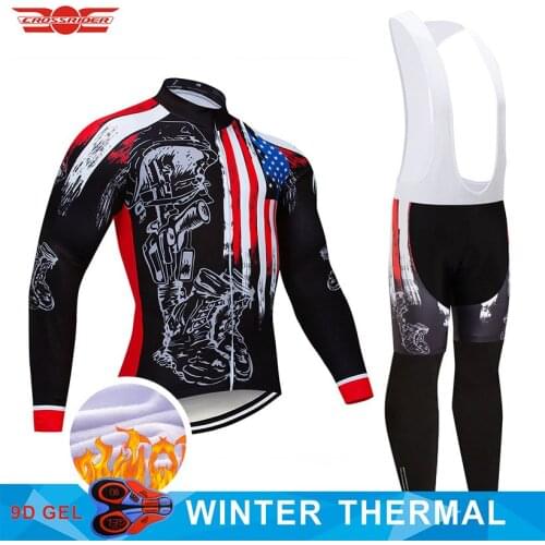 2021 The USA Cycling Jersey 9D Pants Set MTB Winter Bike Clothing Ropa Ciclismo Thermal Fleece Bicycle Clothes Mens Cycling Wear