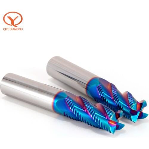 QIYE Roughing End Mill HRC65 Solid Carbide HSS 4 Flutes 4 Teeth for Steel Iron Aluminum MDF Fiberglass Acrylic Copper EndMills