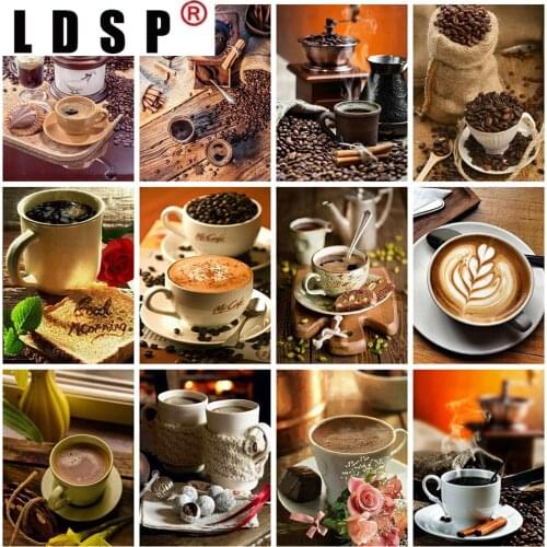 LDSP Home Decor Diamond Embroidery Coffee Cups Diamond Painting Cross Stitch Kit 5D DIY Rhinestone Mosaic New Years Gift
