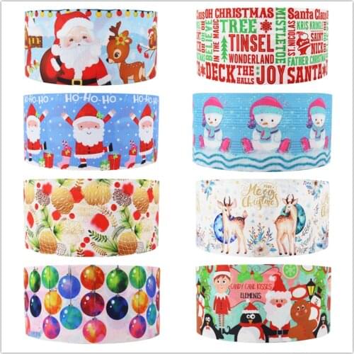 Q&N ribbon 50Yards 16mm-75mm christmas deer Ribbons Thermal transfer Printed grosgrain,Gift wrapping DIY materials