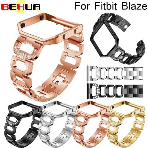 Metal Watch Bands With Rhinestone Stainless Steel Frame Optional Replacement Bracelet Accessories For Fitbit Blaze wristband