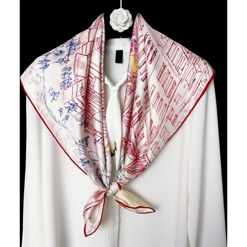 Fashion Print 100% Silk Scarf Wraps Foulard