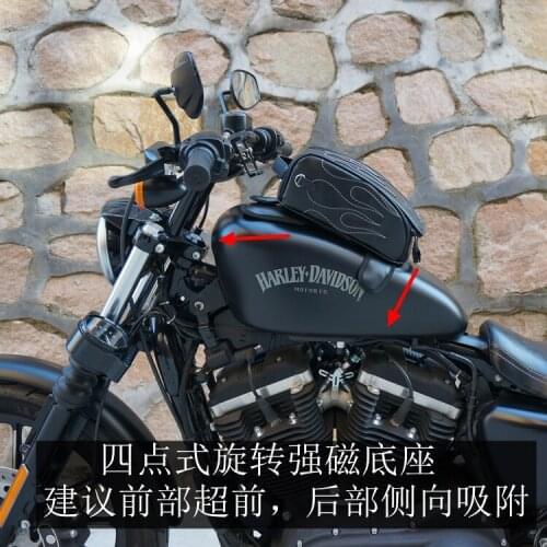 Motorcycle Cruiser Flame Magnet Oil Tank Bag Riding Travel Storage Luggage
