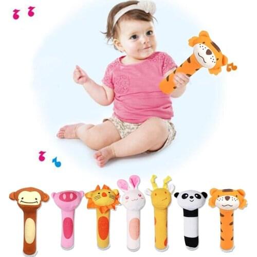 Cartoon Animal Hand Bell Rattle Soft Rattle Toy Baby Rattle Mobiles Baby Toys Cute Plush Bebe Toys 0-12 Months