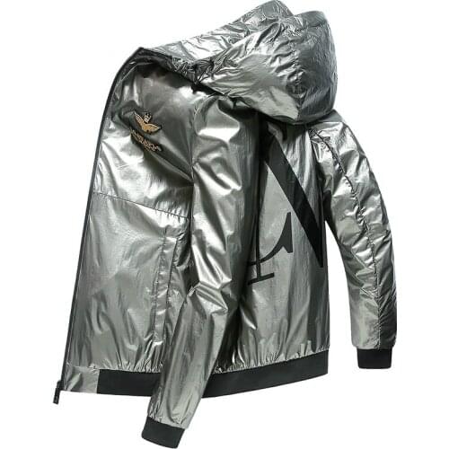 Mens Wear Spring New Style Short Hooded Jacket Men Casual Bright Surface Coat Mens Fashion Clothing Trends