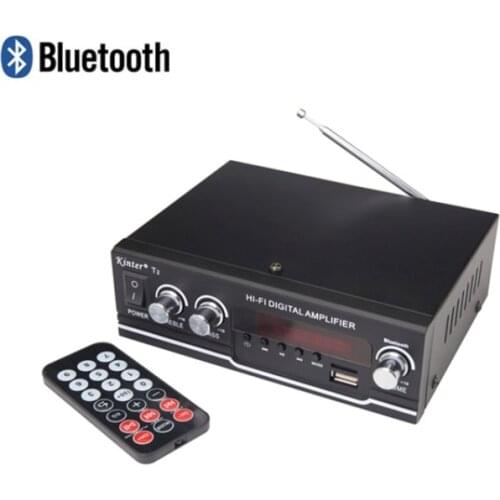 HIFI Bluetooth Power Amplifier Board Receiver Supports FM Radio Stereo Home Car Audio Amp USB U-disK TF Music Control Player