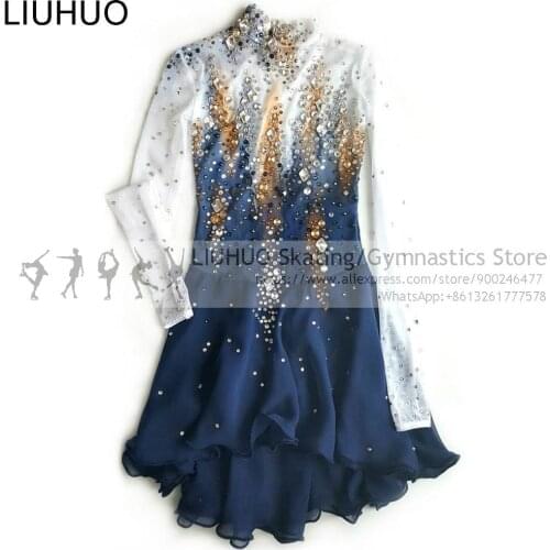 Figure Skating Dress Girls Women Competition Costumes Christmas Ballet Children Long Sleeves Performance Wear Rhythmic Leotard