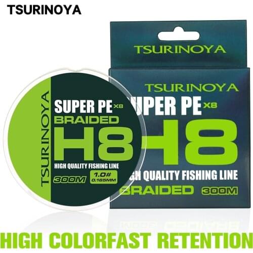 TSURINOYA 300M 150M 100M PE Braided Fishing Line H8 Long Casting 8 Strands Multifilament Smooth Fishing Wire 14-50LB Saltwater