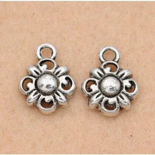 20pcs Antique Silver Plated Flower Charm Pendant For Jewelry Making Jewelry Diy Accessories Handmade 13x11mm