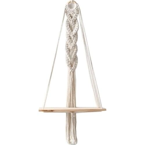 Macrame Hanging Shelves,Wall Shelves Woven Hanger,Rope Floating Shelf Tapestry Shelf for Small Plants,Home Decor