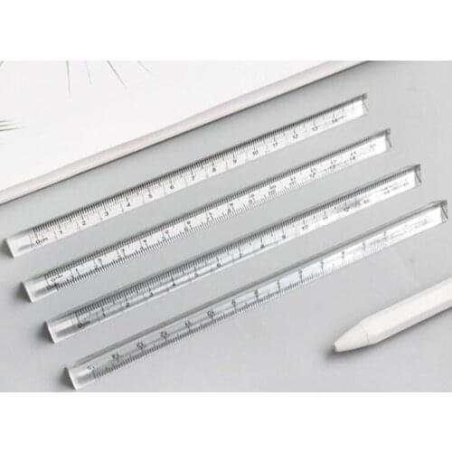 15cm Transparent Straight Ruler Students Stationery Simple Triangular Rulers Both Sides Acrylic Measuring Tools
