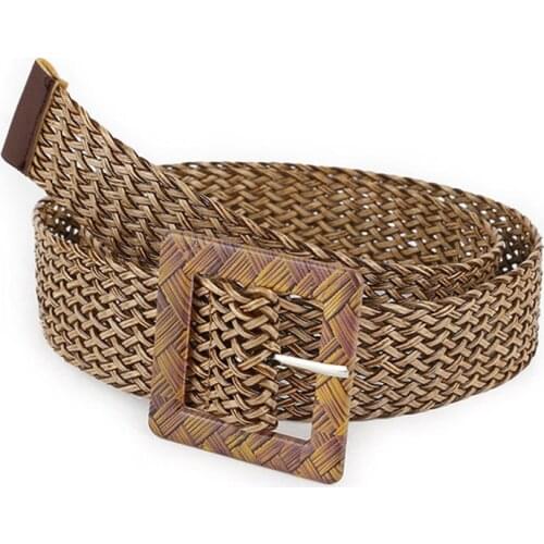 2020 Fashion Straw Belt Women Braided Waist Plus Size Female Belts for Women 2020 Woven Buckle Boho Wide Cummerbunds Braid Belt