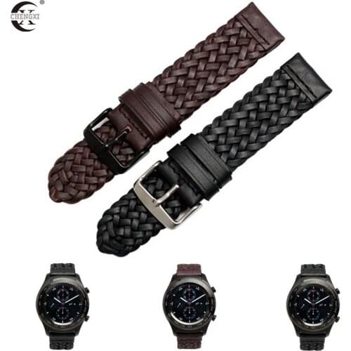 Genuine Leather Watchbands 20/24mm Universal Watch Weave Band Steel Buckle Strap For Samsung Gear S3 S2 Huawei gt 2 Watch Band