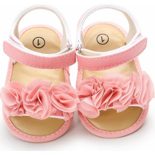 Baby Shoes Sandals Baby Girl Summer Flat White Flower Princess Shoes Newborn Toddler Infant Elegant Pink Cute Prewalkers 0-18M