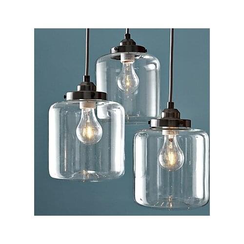 Nordic Loft Iron Glass Retro Droplight Industrial Vintage LED Pendant Light Fixtures For Living Dining Room Hanging Lamp