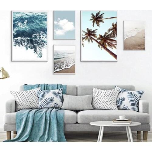 Scandinavian Ocean Wave Canvas Poster Nature Nordic Beach Landscape Wall Art Print Painting Decorative Pictures for Living Room