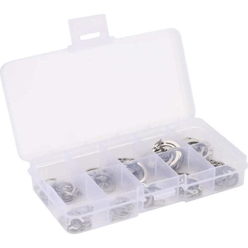 100 Pcs 304 Stainless Steel C-Type Circlip Spring Elastic External Safety Snap Ring Circlip Shaft Clamp Hardware Set