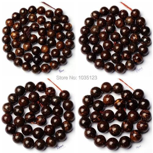 High Quality Natural Brown Bronzite Stone Round 4/6/8/10/12/14mm Necklace Bracelet Jewelry Gems Loose Beads 15 Inch wj186