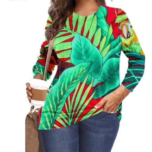 Floral Print T-shirt Women Casual Cotton Stretchy O-neck Long Sleeve Spring Autumun Tops Tee Plus Size 2XS-8XL Casual Lady Girls
