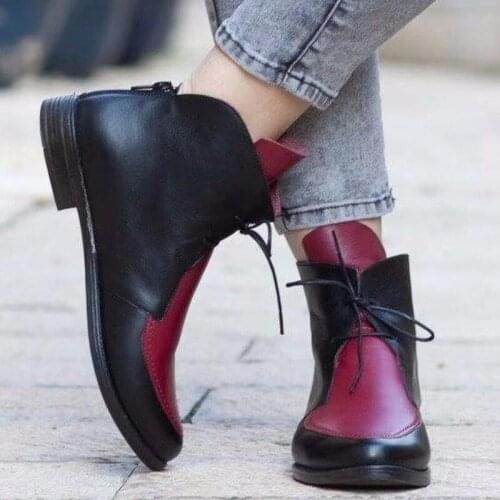 2020 New Women Boots Pu Leather Shoes Glirs Booties Water Proof Ladies Boots Fashion Platform Autumn Shoes Boots R14-46