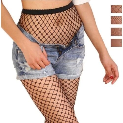 Womens Sexy Black Mesh Stockings Small Middle Big Mesh Fishnet Sexy Punk Anti-hook Nylon Hollow Out Sexy Stockings Pantyhose