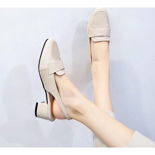 Spring 2020 Womens Heel Shoes Solid Shiny Bare Heel Ankle Buckle Stylish and comfortable Office dating womens shoes U22-76
