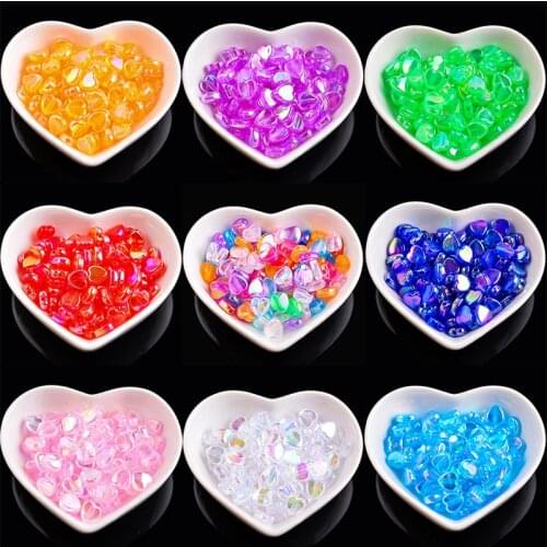 100pcs 9mm shiny AB ABS Imitation Pearl Beads love heart Loose Beads DIY headdress clothes Necklace Bracelet Jewelry Accessories