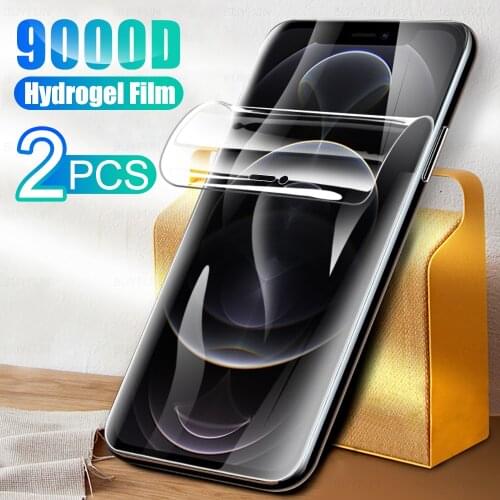 2pcs 9000d soft hydrogel film for aifone iphone 13 12 mini 11 pro xs max xr x 7 8 6s plus screen protector,not tempered glass