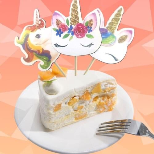 24pcs Cake Decoration Party Supplies Cake Decoration Card Birthday Party Wedding Cup Cake Insert Card Decoration Baking Unicorn
